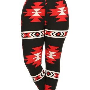 Plus Size High Waist Aztec Leggings
